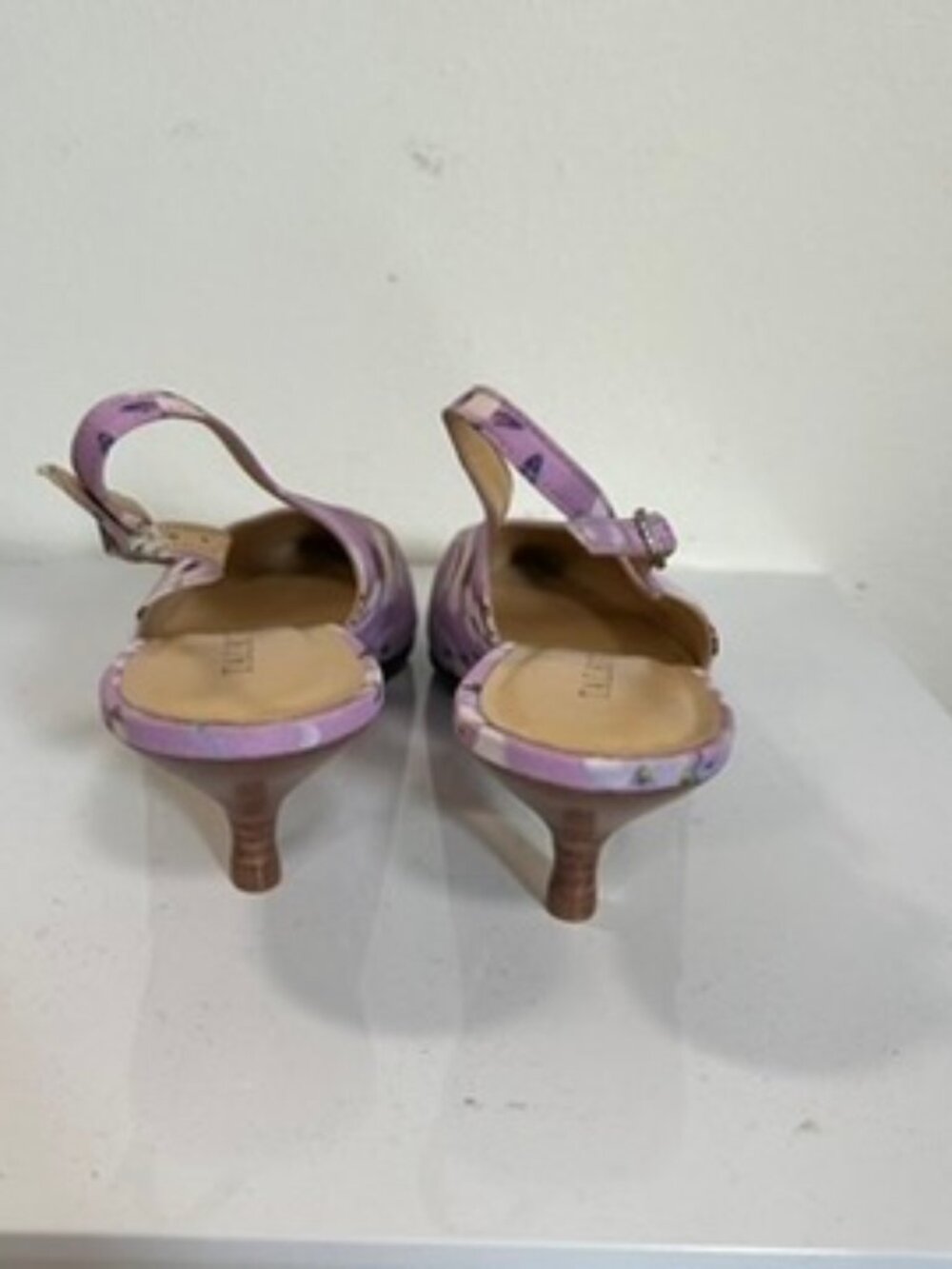 NWOT Talbots Pansy Purple Slingback Kitten Heel Floral Coquette Sz 8.5 - Picture 5 of 7